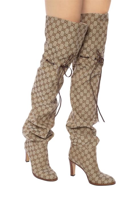 gucci woven combat boots|gucci print thigh high boots.